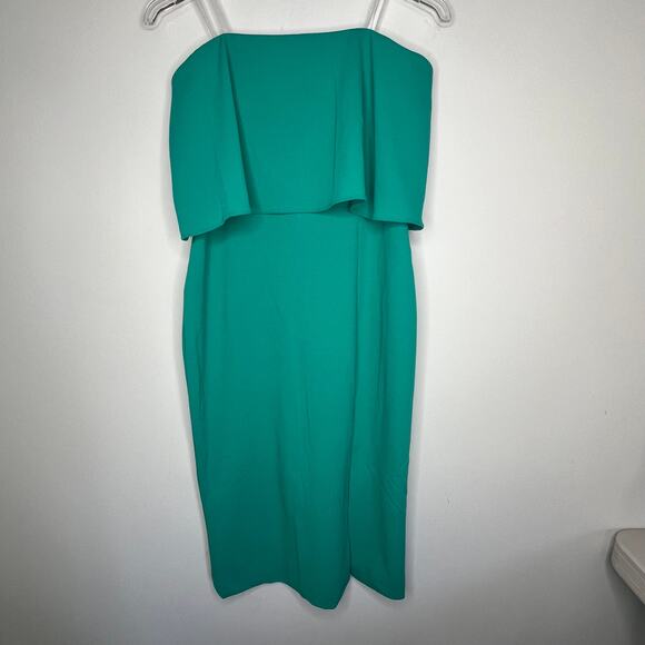 Donna Morgan Teal Strapless Side Slit Dress Size 10 - Picture 4 of 6